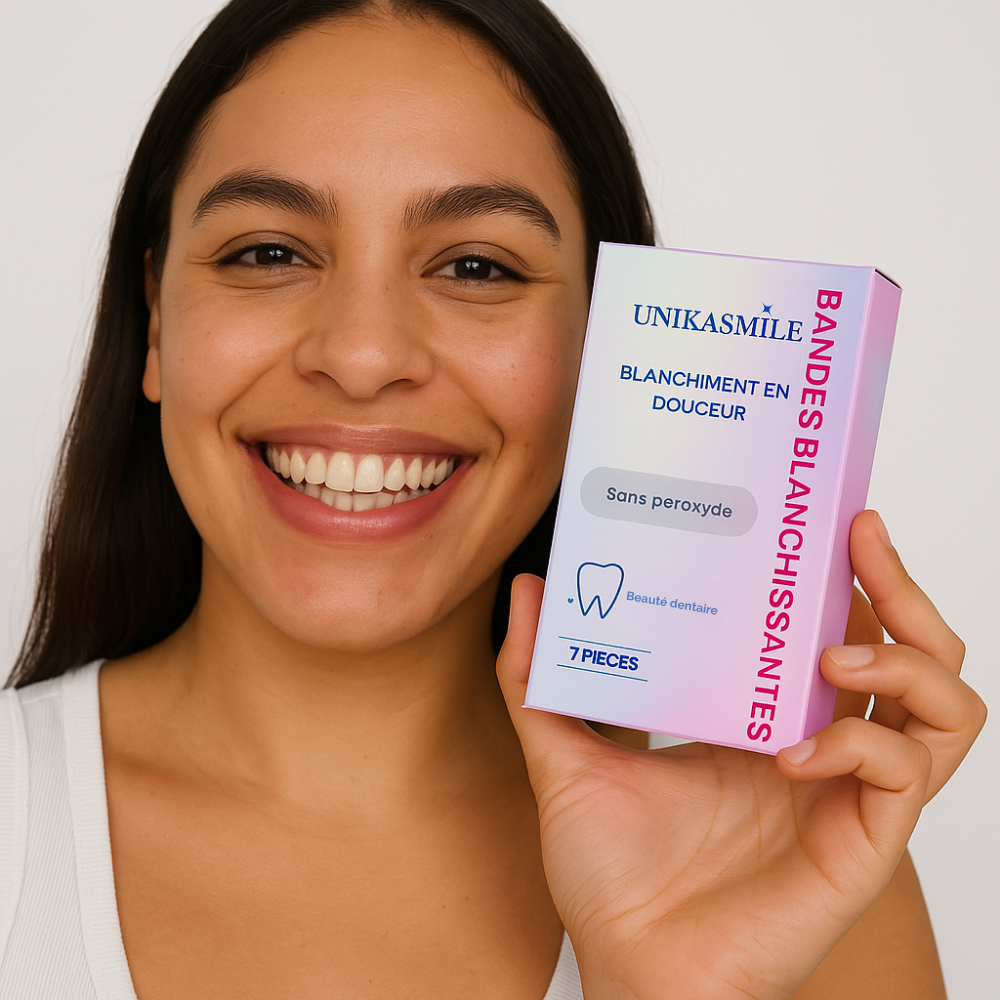 UNIKASMILE  BANDES BLANCHISSANTES SANS PEROXYDE, éclat instantané - des dents blanches en un instant